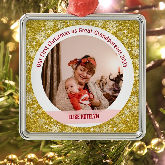 ベビー第1回クリスマスは素晴らし祖父母ゴールデン メタルオーナメント