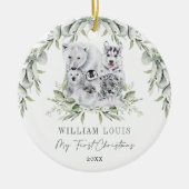 ベビー第1回クリスマスウィンターワンダーランドの動物 セラミックオーナメント (正面)