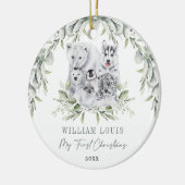 ベビー第1回クリスマスウィンターワンダーランドの動物 セラミックオーナメント (左)
