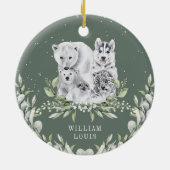 ベビー第1回クリスマスウィンターワンダーランドの動物 セラミックオーナメント (裏面)