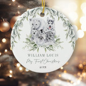 ベビー第1回クリスマスウィンターワンダーランドの動物 セラミックオーナメント