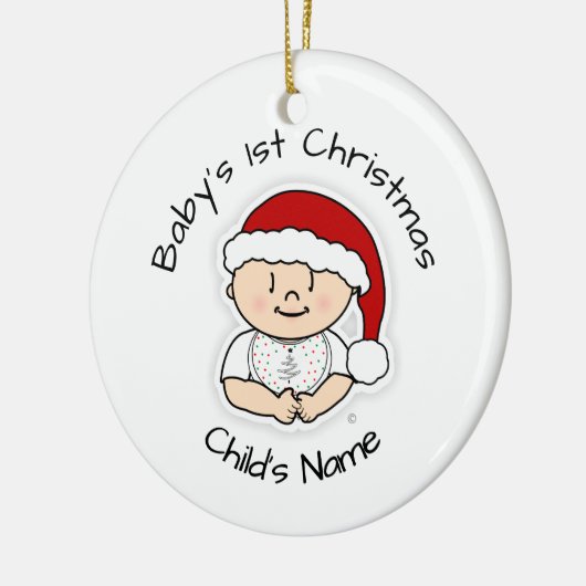 ベビー第1回クリスマスオーナメント – パーソナライズされた セラミックオーナメント (左)