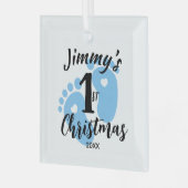 ベビー第1回クリスマスオーナメント – Footprint Keepsake ガラスオーナメント (正面左)