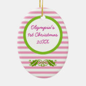 ベビー第1回クリスマスカスタムセラミックオーナメント セラミックオーナメント (裏面)