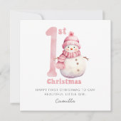 ベビー第1回クリスマスキュートピンク雪だるま シーズンカード (正面)