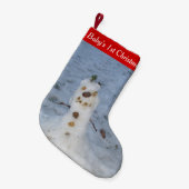 ベビー第1回クリスマスキュート小自然雪だるま スモールクリスマスストッキング (正面 (吊り時))