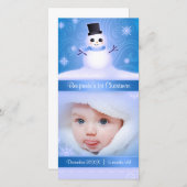 ベビー第1回クリスマスキュート雪だるまブルー シーズンカード (正面/裏面)