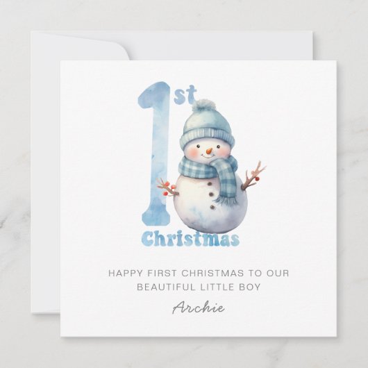 ベビー第1回クリスマスキュート雪だるま シーズンカード (正面)