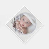 ベビー第1回クリスマスグレイ植物写真記念 スタンダードランチョンナプキン (角)