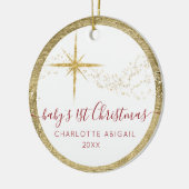 ベビー第1回クリスマススクリプト金ゴールドグリッタースターフォト セラミックオーナメント (左)
