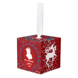 ベビー第1回クリスマスススススカンジナビア北欧トナカイ キューブオーナメント