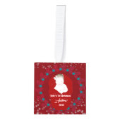 ベビー第1回クリスマスススススカンジナビア北欧トナカイ キューブオーナメント (正面)