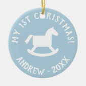 ベビー第1回クリスマスツリーのロッキング馬オーナメント セラミックオーナメント (正面)