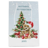 ベビー第1回クリスマステディベア ミディアムペーパーバッグ (正面)