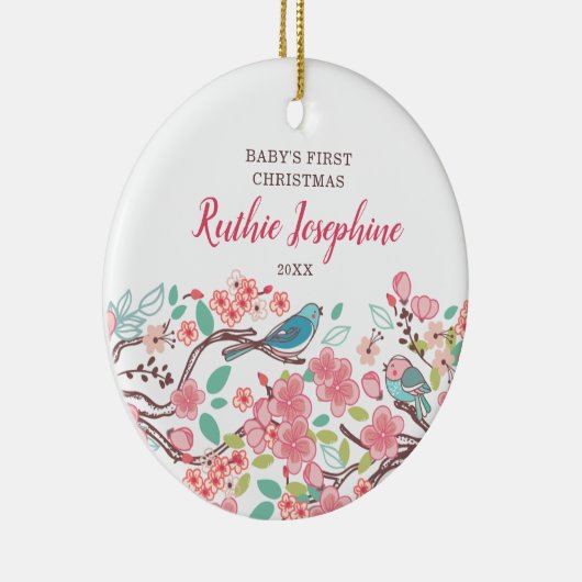 ベビー第1回クリスマスパーソナライズされたかわいい鳥 セラミックオーナメント (右)
