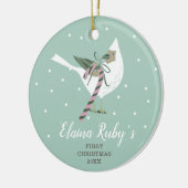 ベビー第1回クリスマスパーソナライズされたウッドランドバード セラミックオーナメント (左)