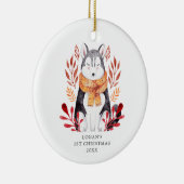 ベビー第1回クリスマスパーソナライズされたウルフドハスキー セラミックオーナメント (右)