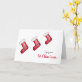 ベビー第1回クリスマスパーソナライズされたストッキング科 カード (黄色い花)