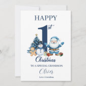 ベビー第1回クリスマスパーソナライズされた初めてのクリスマス シーズンカード (正面)