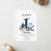 ベビー第1回クリスマスパーソナライズされた初めてのクリスマス ノートカード (正面/裏面インサイチュ)