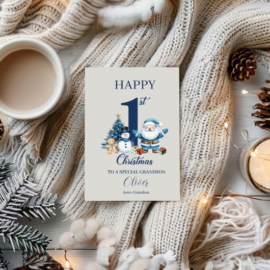 ベビー第1回クリスマスパーソナライズされた初めてのクリスマス ノートカード