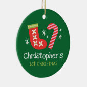 ベビー第1回クリスマスパーソナライズされた セラミックオーナメント (右)