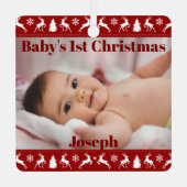 ベビー第1回クリスマスパーソナライズされた メタルオーナメント (正面)