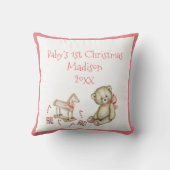 ベビー第1回クリスマスパーソナライズピンクかわいいベビー クッション (裏面)
