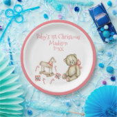 ベビー第1回クリスマスパーソナライズピンクかわいいベビー ペーパープレート (パーティー)