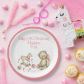 ベビー第1回クリスマスパーソナライズピンクかわいいベビー ペーパープレート (パーティー)