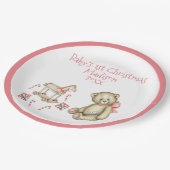 ベビー第1回クリスマスパーソナライズピンクかわいいベビー ペーパープレート (アングル)