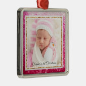 ベビー第1回クリスマスパープルグリッター名写真 メタルオーナメント (右)