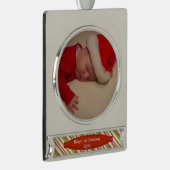 ベビー第1回クリスマスフォトオーナメントテンプレート シルバープレートバナーオーナメント (右)