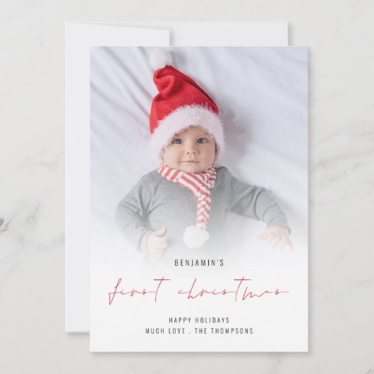 ベビー第1回クリスマスフォトオーバーレイホリデーカード シーズンカード (正面)