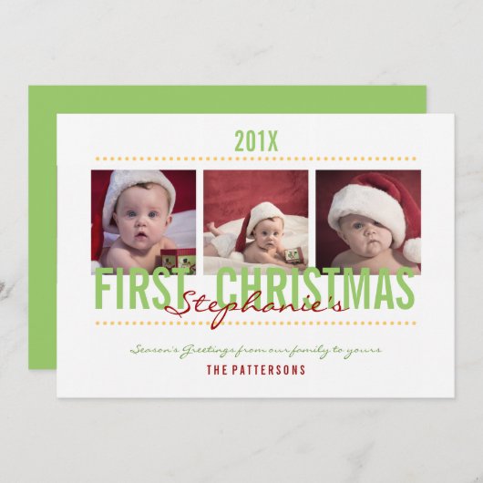 ベビー第1回クリスマスフォトカードベビー シーズンカード (正面/裏面)