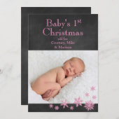 ベビー第1回クリスマスフォトカード（ピンク） シーズンカード (正面/裏面)