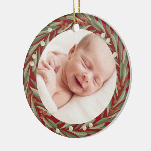 ベビー第1回クリスマスフォトキープサケ セラミックオーナメント (左)