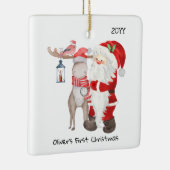 ベビー第1回クリスマスフォトサンタとトナカイ セラミックオーナメント (右)