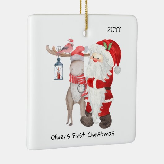 ベビー第1回クリスマスフォトサンタとトナカイ セラミックオーナメント (右)