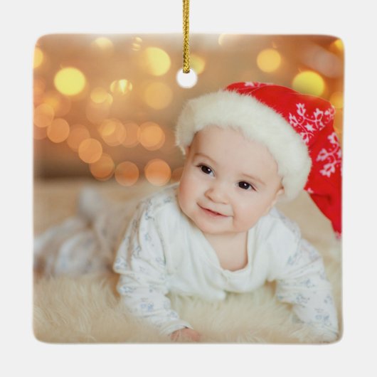ベビー第1回クリスマスフォトサンタとトナカイ セラミックオーナメント (裏面)