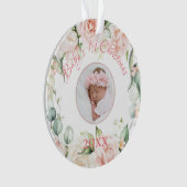 ベビー第1回クリスマスフォトピンクフローラ オーナメント (正面)