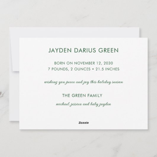 ベビー第1回クリスマスフォトホリデーカード シーズンカード (裏面)