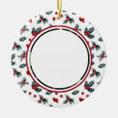 ベビー第1回クリスマスフォトホリーベリーの白 セラミックオーナメント (正面)