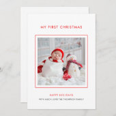 ベビー第1回クリスマスフォトミニマリストホリデーカード シーズンカード (正面/裏面)