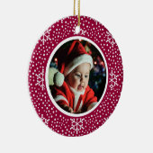 ベビー第1回クリスマスフォトレッドホワイトスノーフレーク セラミックオーナメント (右)