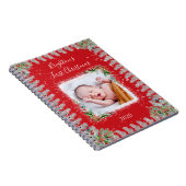 ベビー第1回クリスマスフォト名日付メモリ ノートブック (右側)