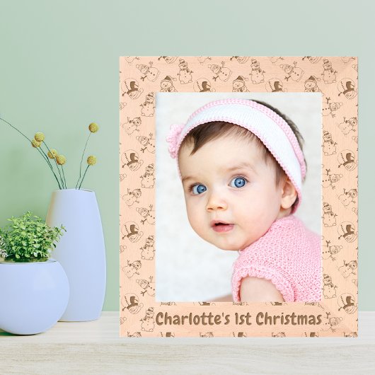 ベビー第1回クリスマスフォト | 可愛い雪だるま柄 レーザー彫刻フレーム