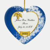 ベビー第1回クリスマスブルースノーフレーク写真 セラミックオーナメント (裏面)