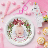 ベビー第1回クリスマスホリーリースフォトキープサケ ペーパープレート (パーティー)