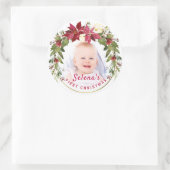 ベビー第1回クリスマスホリーリースフォトキープサケ ラウンドシール (バッグ)